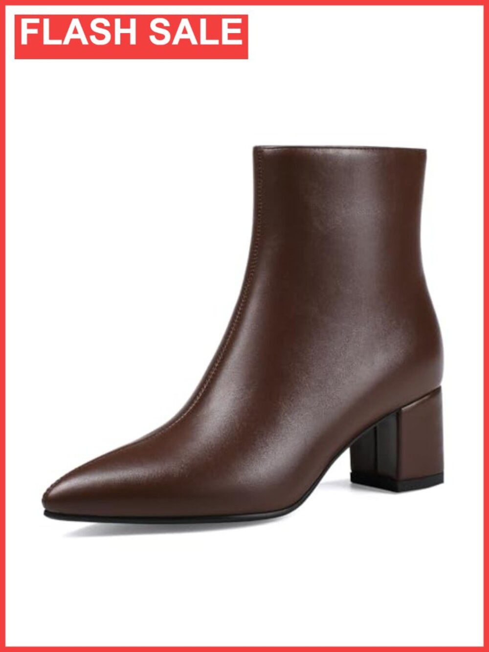 Pointed Toe Ankle Bootie Chunky Block Low Heel PU Leather Women's Boot
